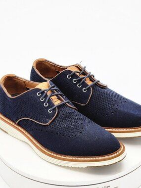 Johnston & Murphy TruFoam Navy Knit Wingtip Oxford Shoes Men’s Size 8.5